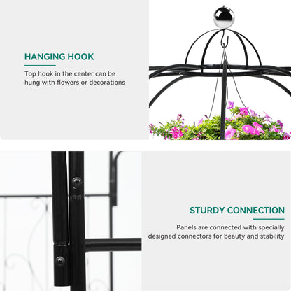 Ultym Birdcage Shape Garden Arch Arbors, 9.8'H x 6.8'W (81.5"W x 118"H) Pergola Pavilion for Climbing Plants Outdoor, Wedding Arches for Ceremony Party, Metal Garden Arbor for Patio, Backyard (Black)