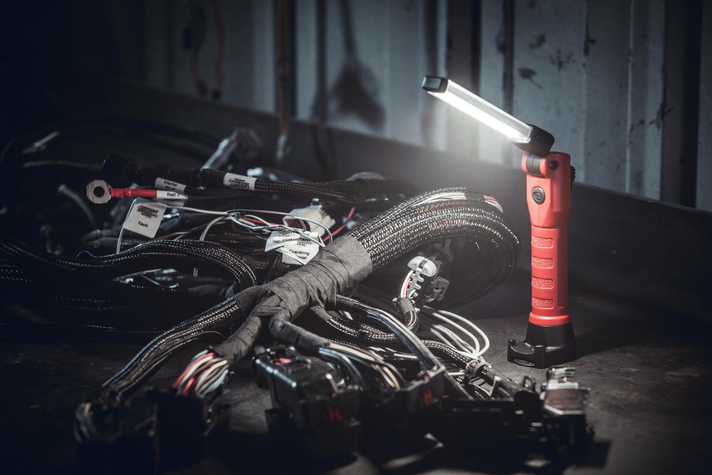 Streamlight 74854 Strion Switchblade 500-Lumen Rechargeable Compact Multi-Function LED Work Light with Color-Rite Technology and AC Piggyback Charger, Red