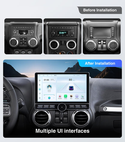 Car Stereo Radio Replacement Upgrade for Jeep Wrangler JK 2007-2018 Dodge Ram 1500 2500 2009-2012 Compass Grand Cherokee Wireless CarPlay Android Auto GPS Navigation Touchscreen Head Unit (6G+64G)