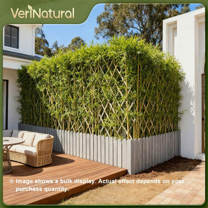 Artificial Bamboo Plant 7Ft Privacy Fence Screen - Real Bamboo Poles & UV-Resistant Faux Leaves for Indoor Outdoor, Fake Plants for Garden, Patio - Balcony Privacy Cover,Decorative Fencing 24Pcs,VN144