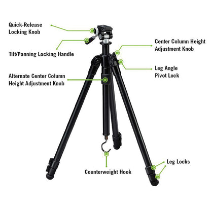 Vortex Optics High Country II Tripod Kit - Aluminum Tripod, 2-Way Pan Head, 22 lb Max Load, Rubber Feet - Unlimited, Unconditional Warranty
