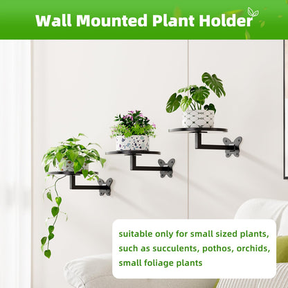 Wall Mounted Plant Holder - Butterfly Metal Hanging Shelf for Indoor Plants Succulents Flowers Decor Sturdy Wall-Mounted Storage for Bedroom Living Room Bathroom Space-Saving Home Organizer 3-Pack