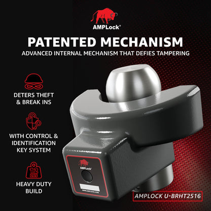 AMPLock U-BRHT2516 2 5/16 Trailer Coupler Lock Titan Weld-On Design Ball Hitch Lock Anti Theft for Boat Trailer RV Camper, Keyed Alike Heavy Duty, Fits 2 5/16 Titan Weld-On Ball Coupler Only