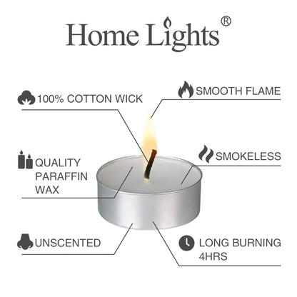 Tealight Candles - 4 Hours - Giant 100,200,300 Bulk Packs - White Unscented European Votive Smokeless Tea Lights for Shabbat, Weddings, Christmas, Home Decorative- 100 Pack