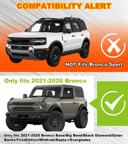 LED Hood Handle Trail Sight Lights for Ford Bronco 2021 2022 2023 2024 2025 2026 Accessories Fog Light Kit Marker Lighting Bar (Amber DRL with Side Markers)