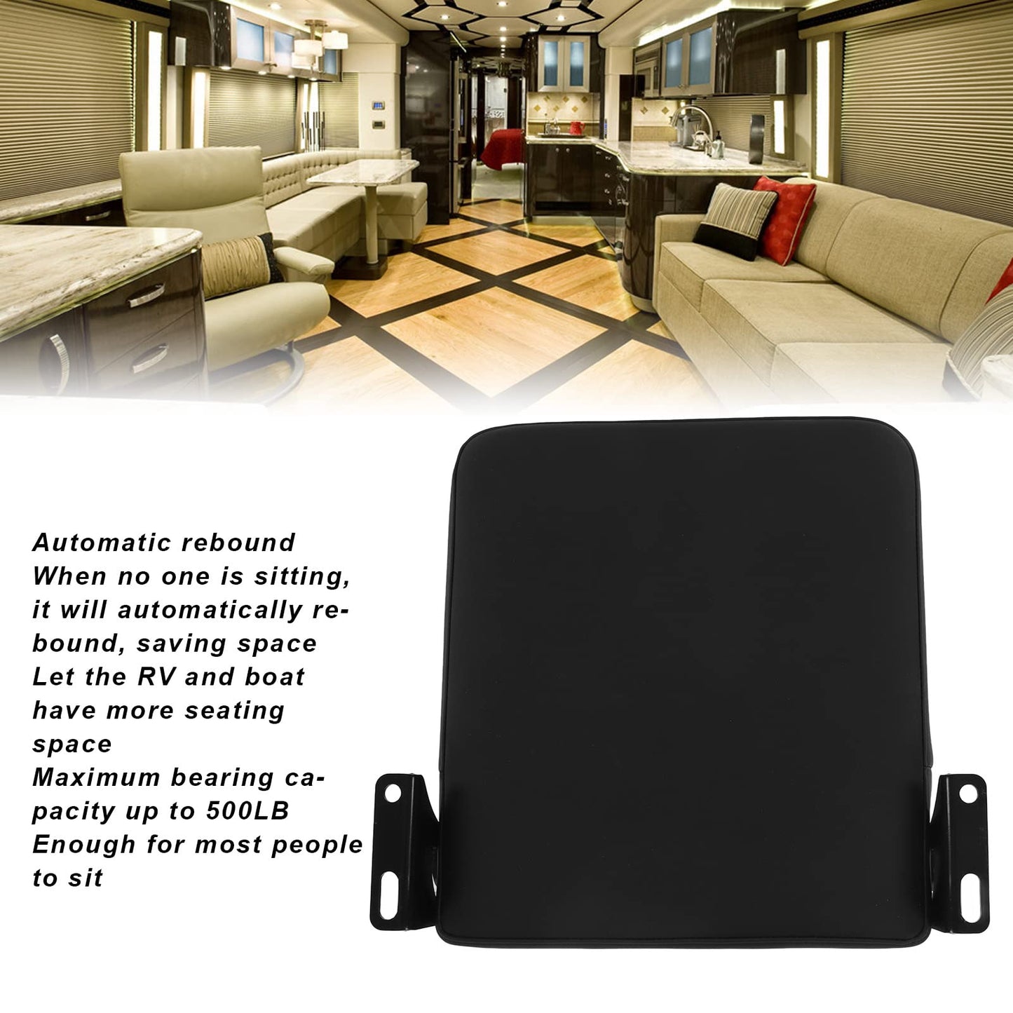 RV Automatic Rebound Folding Seat, RV Folding Chair RV Folding Seat 500LB Maximum Load Stainless Steel Oxford Cloth Sponge for RV Caravan