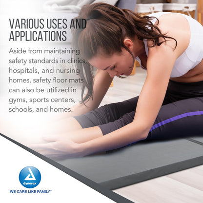 Dynarex Bedside Bi-Fold Foam Floor Mat - Waterproof Safety Floor Mat for Elderly & Hospital Patients - Accident & Fall Prevention Pad, Gray - 36" x 66"