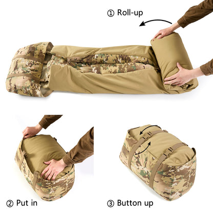 MT British Army Pattern 1958 Style Sleeping Bag – Military Tactical Roll-up Sleep System with Compression Sack, Waterproof & Warm, Outdoor Survival Gear Multi-Terrain