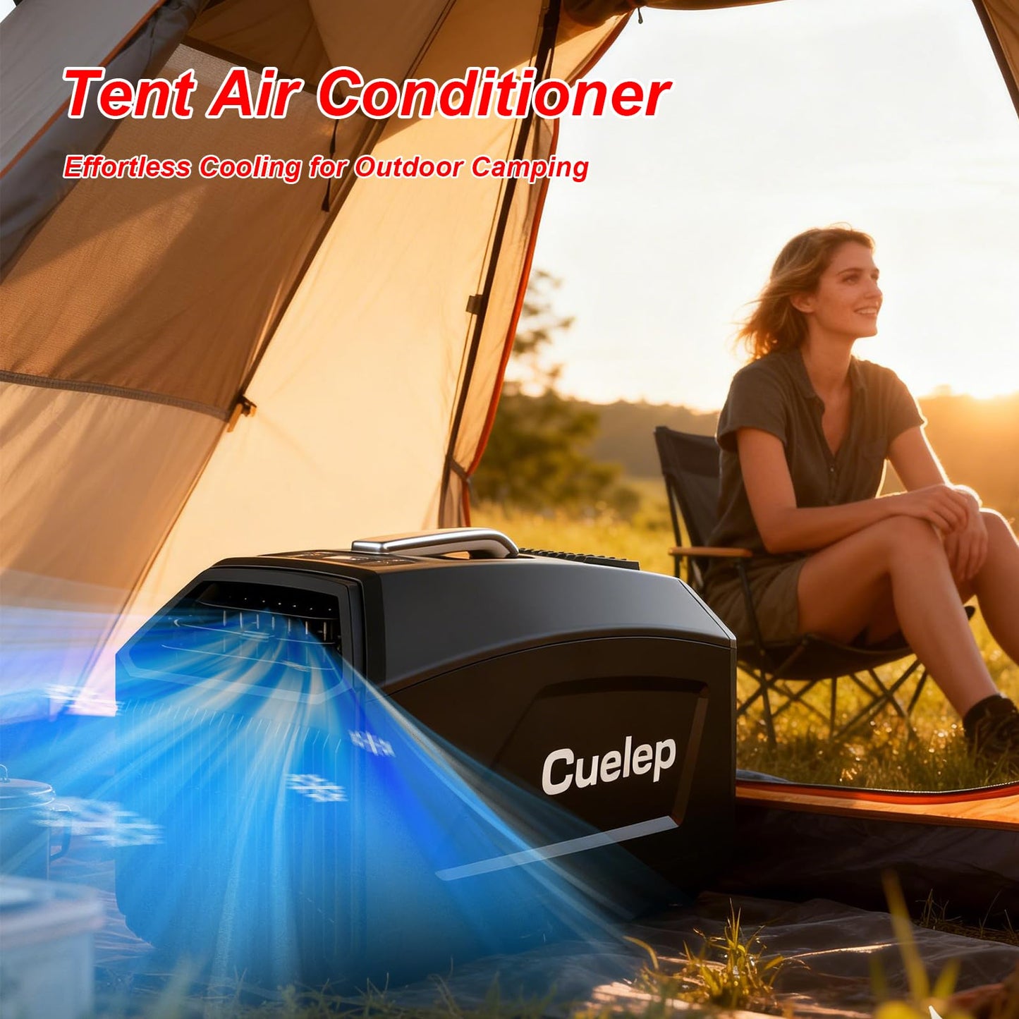 CUELEP Portable Tent Air Conditioner,ONLY 110V AC, 5200 BTUs(1500W) Fast Cooling Consumption Air Conditioners Dehumidifier, Fast Cooling for Camping Tent, RV, Truck, Boat,Van and Fishing