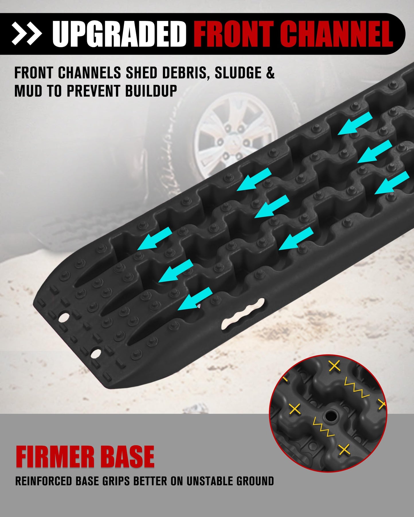 FieryRed Traction Boards Offroad, Recovery Boards with 2 Leashes and Carry Bag, Recovery Traction Board Mounting Kit