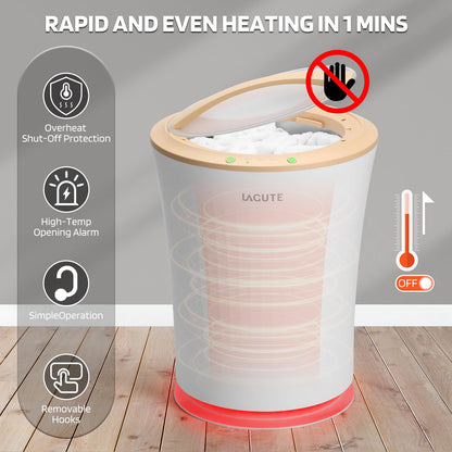 Lagute iSnug Towel Warmer for Bathroom, with 3-Level Timer, Warning Alarm & RGB Light, Auto Shut-Off, 5.3 Gal Heating Bucket for Bathrobe, Blanket, Ideal for Gifts