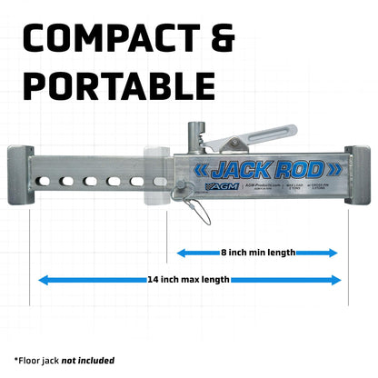 AGM Jack Rod, 3.5 Ton Locking Support Bar for Floor Jacks, Jack NOT Included, 14" Travel, 3 lb, Compact Jack Stand Alternative for Cars, SUVs, EVs, Safer, Smarter Vehicle Support