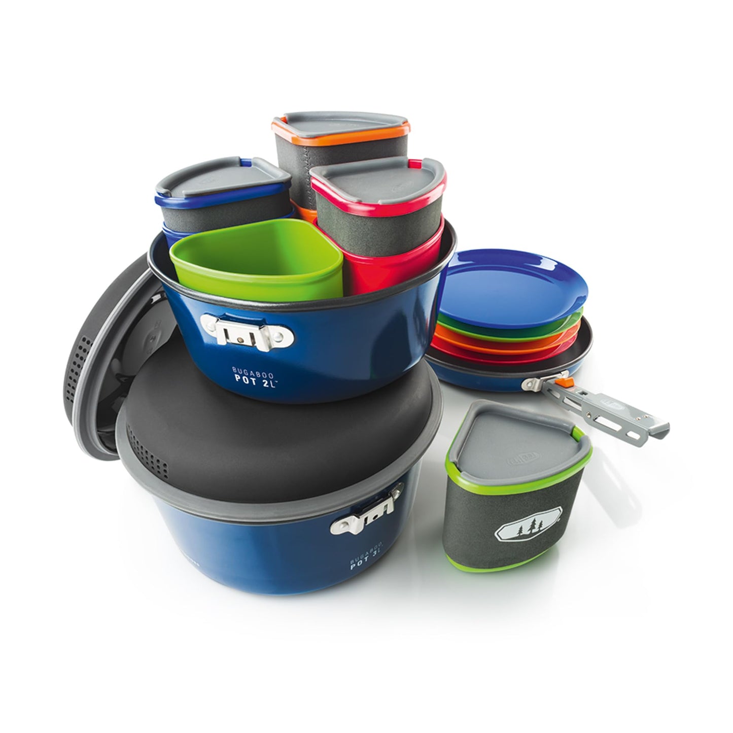 GSI Outdoors Bugaboo Camper Advanced Cookset – Ceramic Non-Stick Coated, Includes 3L & 2L Pots, 9" Fry Pan, Accessories