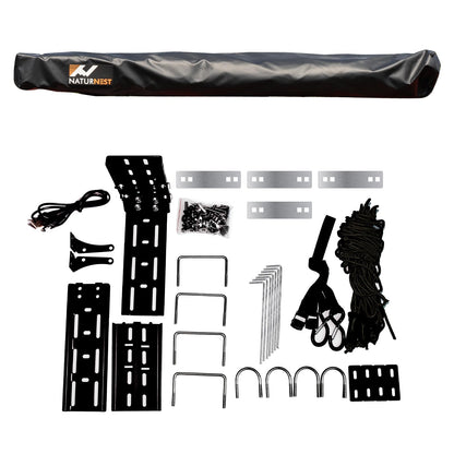 Naturnest 270 Car Awning Plus, Waterproof Windproof UV-Resistant Retractable Awning with LED Light for Camper, 270 Degree Manual Retractable Side Awnings for Truck, SUV, Jeep, Van - Driver Side