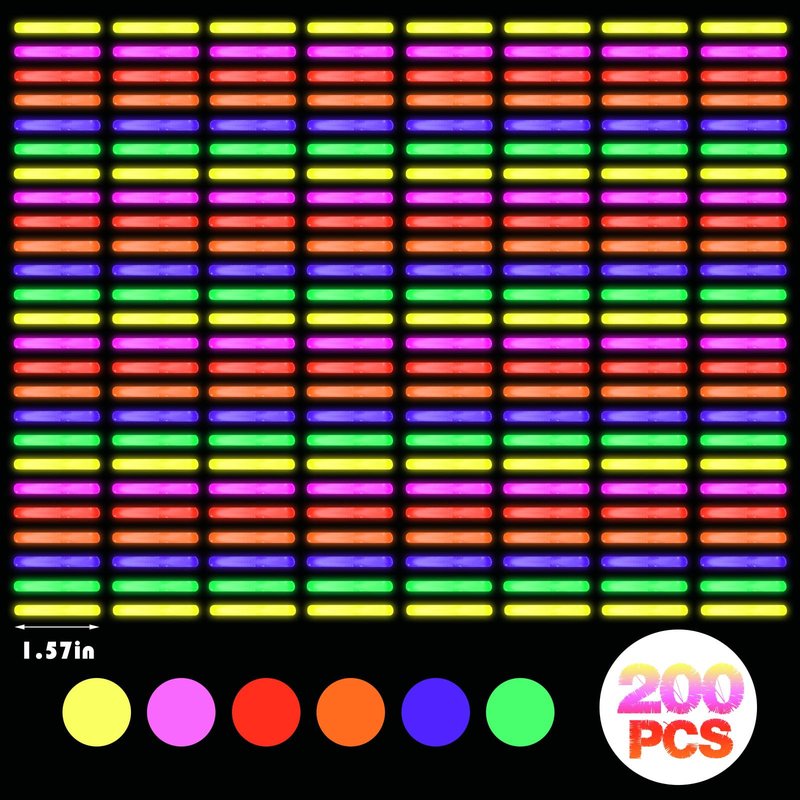 AMOR PRESENT 200 PCS Mini Glow Sticks, Glow in The Dark Small Sticker for Easter Eggs Fillers Hunt Game Party Decor Easter Basket Stuffers Weddings Classroom Decorations Prizes