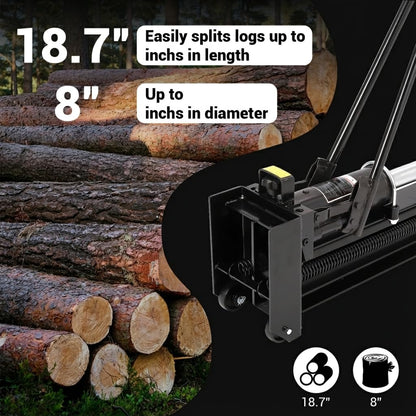 GarveeTech 12 Ton Hydraulic Log Splitter Wood Cutter, Manual Log Splitter with Horizontal Full Steel Beam & Built-in Wheel