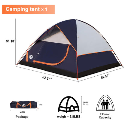 Northroad 9PCS Camping Tent Kit, Including 1 2/3 Person Dome Tent, 2 Sleeping Bag, 2 Sleeping Pad/Camping Mat, 2 Single Camping Hammock with 2 Tree Straps, 2 Lightweight Fuzzy Bed Blanket