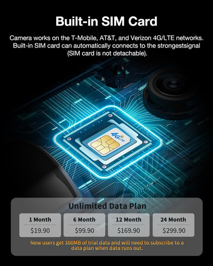 Loatos Trail Camera, 2k HD Live View Game Camera Built-in 4G LTE SIM Card Celluar Trail Cameras with Game Cameras with Night Vision Motion Activated Waterproof IP66 Rating 0.2S Trigger Speed