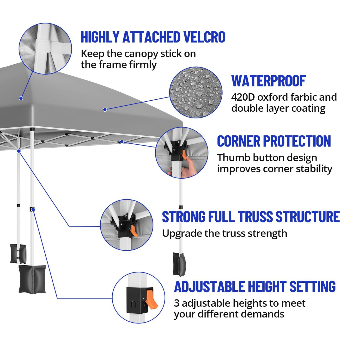 GarveeLife 10 ft x20 ft Party Tent Heavy Duty Pop Up Canopy Commercial Canopy Wedding Tent Event Shelter with 6 Removable Sidewalls and Storage Bag for Patio Backyard Outdoor, Grey
