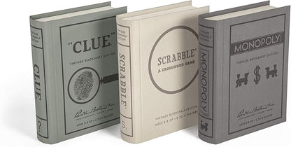 WS Game Company Vintage Board Games Bookshelf Collection - Scrabble Monopoly &amp Clue in Book-Style Cases for Family Game Night Classic Board Games for 2-6 Players Ages 8+