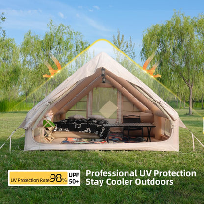 Inflatable Tents for Camping, Blow Up Tent with Hand Pump, Easy Setup 4 Season Inflatable Tent with Mesh & Chimney Window., Waterproof Oxford Air Tents for Camping 4/6/8/10/12 (157.5*118*78.7inch)