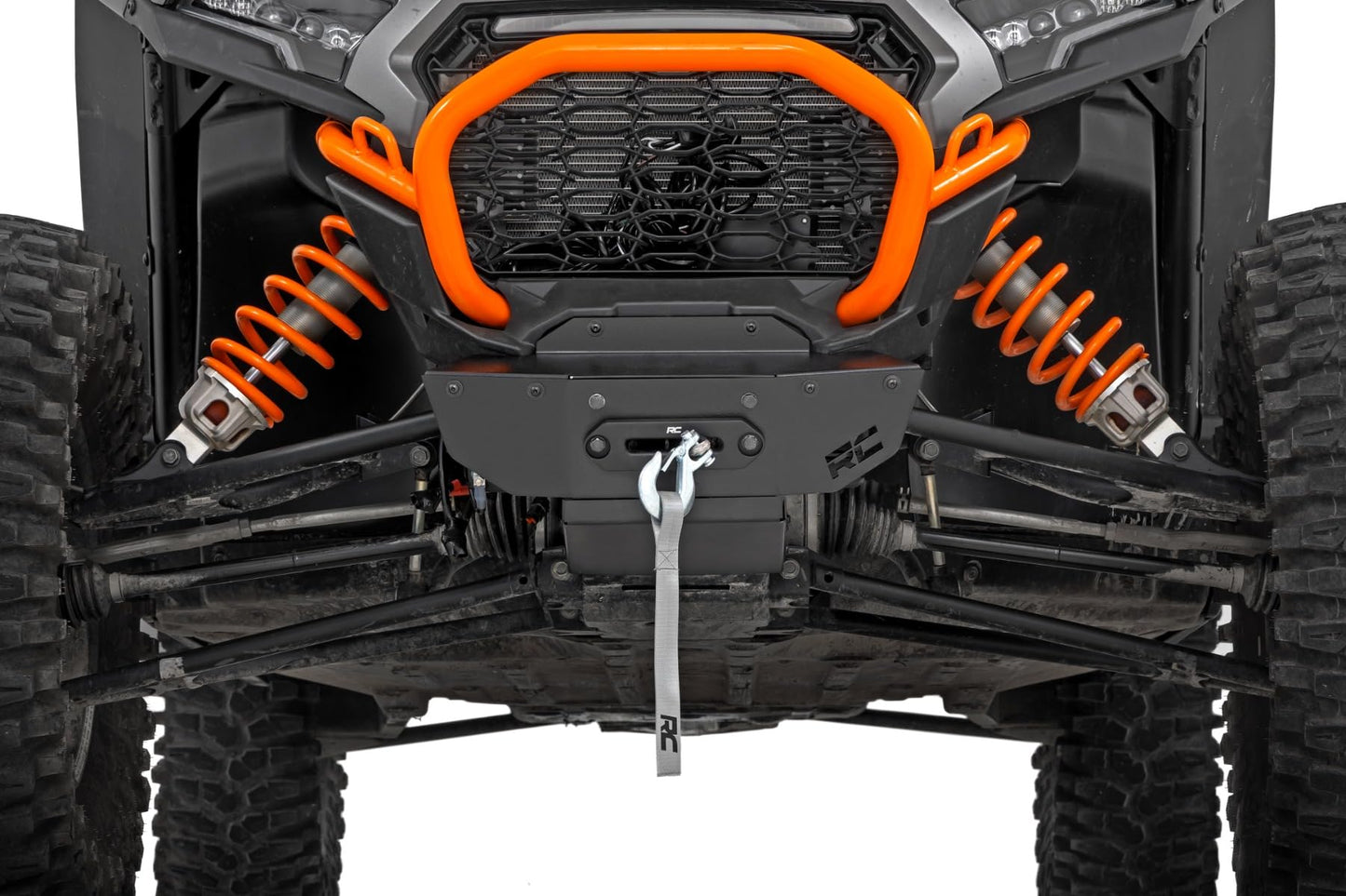 Rough Country Winch Mount with RS4500S Winch for Polaris RZR XP 1000 - Bolt-On Mounting Plate with 4500 LB Synthetic Rope Winch