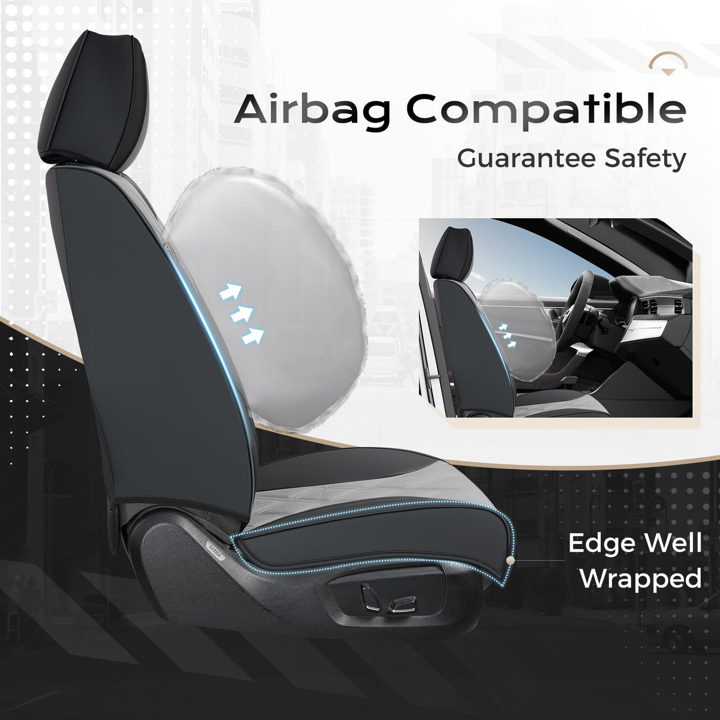 Coverado Car Seat Covers Full Set, Seat Covers for Cars, Front Seat Covers and Back Seat Cover Waterproof Leather Automotive Seat Cover, Universal Car Interior Protectors Cushion for Most Cars