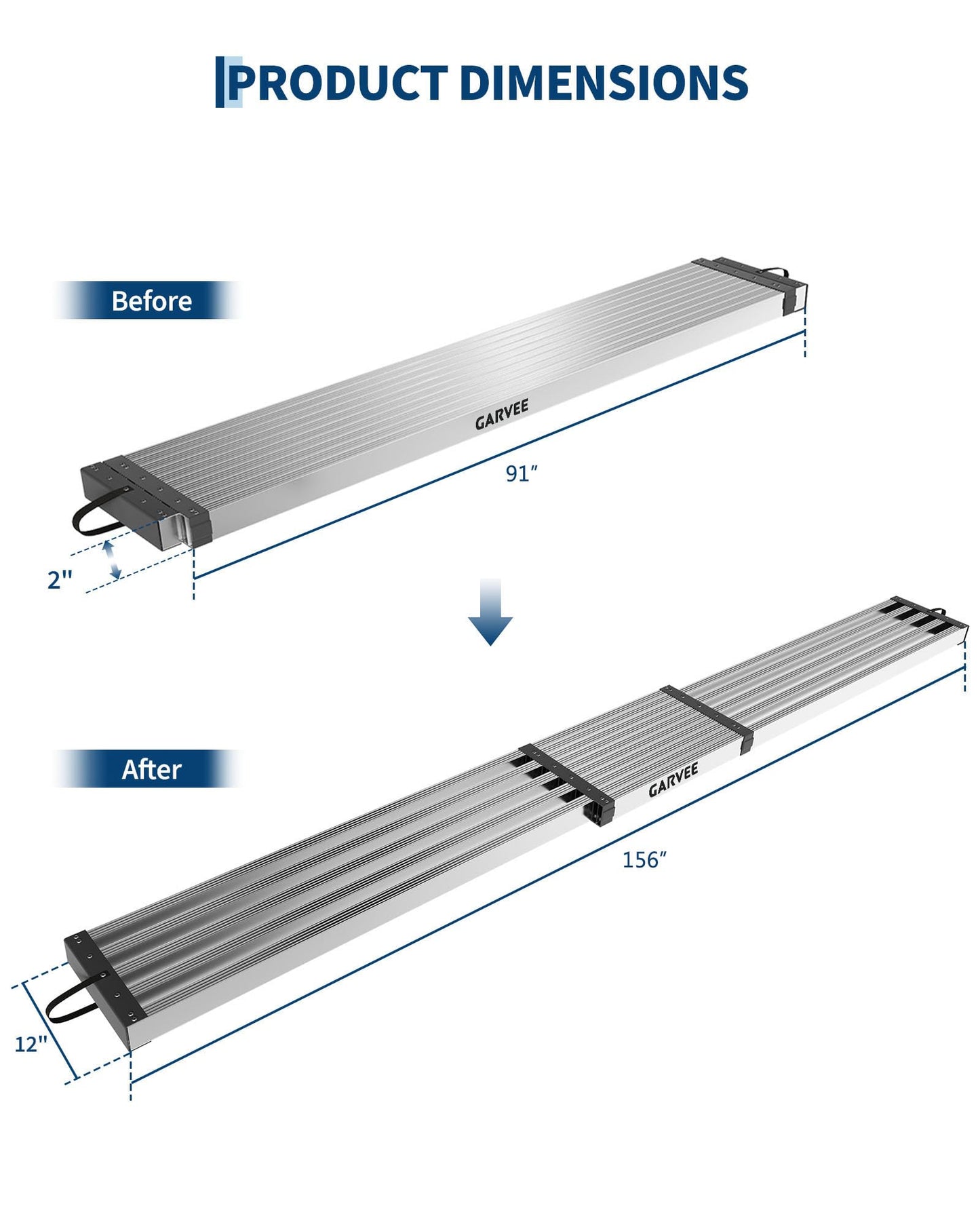 Garvee Aluminum Work Plank with Anti-Slip Texture, 8-13 ft Telescoping Plank, 440 Lb Capacity Heavy-Duty Scaffolding Platform, Portable Ladder Accessory for Indoor & Outdoor Work