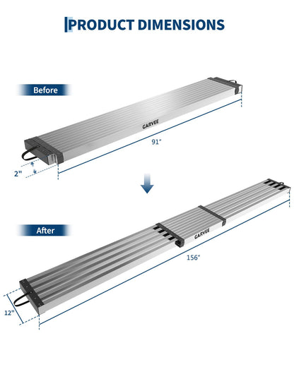 Garvee Aluminum Work Plank with Anti-Slip Texture, 8-13 ft Telescoping Plank, 440 Lb Capacity Heavy-Duty Scaffolding Platform, Portable Ladder Accessory for Indoor & Outdoor Work