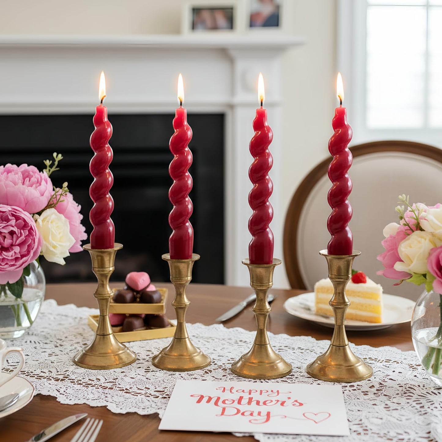 Red Taper Candles Short Candlesticks, 7.5inch Unscented Candle Sticks Dinner Candles for Wedding Centerpiece Home Table Mother's Day Housewarming Party,4 Pack
