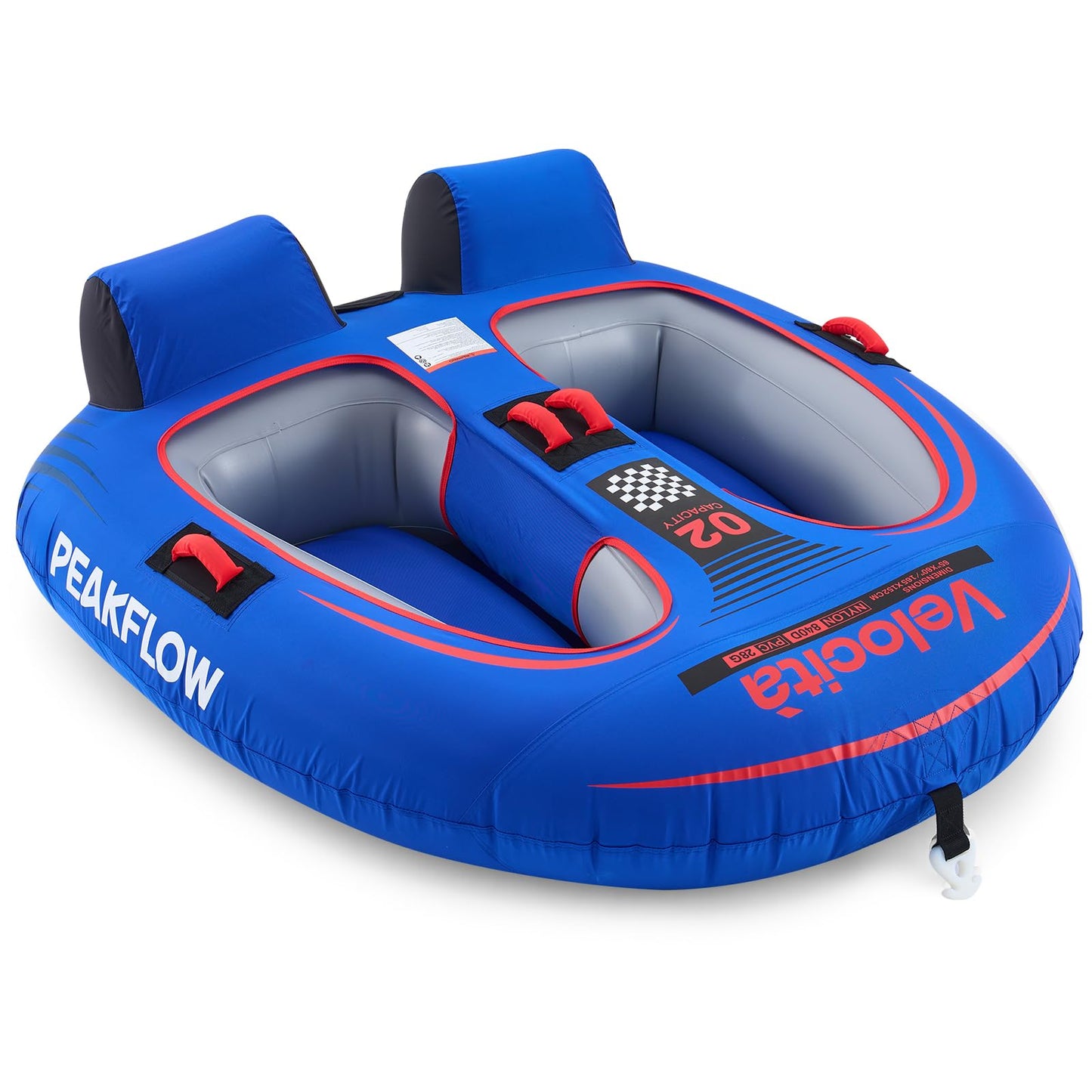 PEAKFLOW Towable Tube,Boat Tube,2 Person Models,Tubes for Boating,Stable for Kids & Adults,Lake & Ocean Fun, Inflatable Boat Tubes and Towables,65x60Inches Inflated,Velocita Series