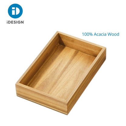 iDesign Acacia Wood Kitchen and Pantry Small Drawer Organizer Bin