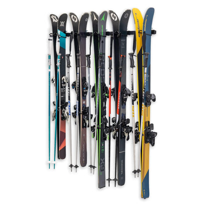 StoreYourBoard Lone Peak Ski Storage Rack, Wall Mount Organizer Holds 5 Pairs of Skis and Poles, Supports 300 lbs, 46 in x 8 in x 3.5 in
