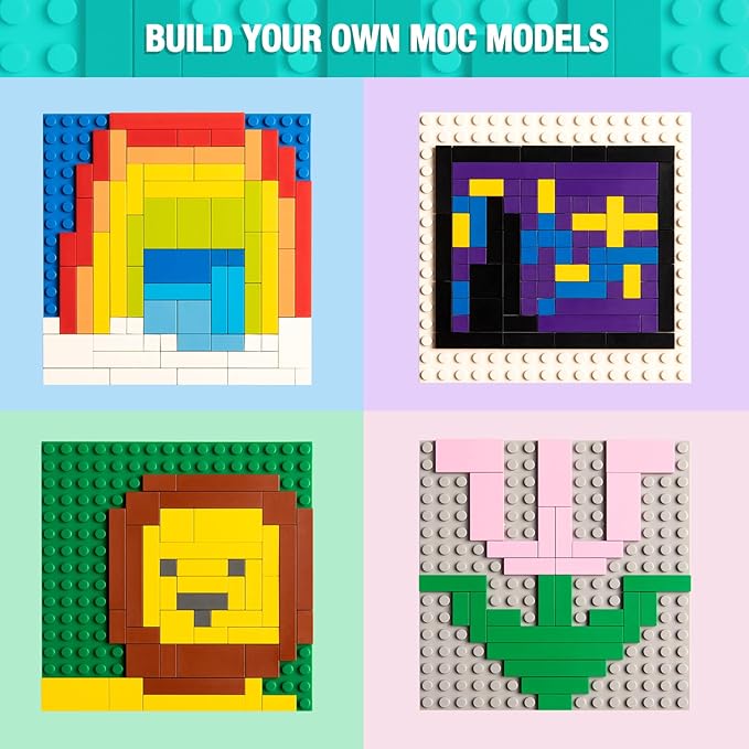 Classic Moc 9 Sizes Expansion Set - 1200 Flat Pieces Compatible with Lego Light Grey