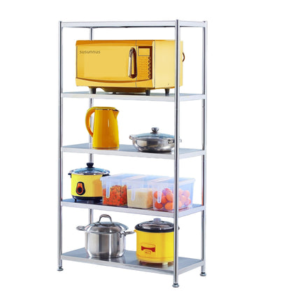 susunnus Stainless Steel Shelves 23.6in-5 Tier, Stainless Steel Shelf Organizer, Kitchen Storage Shelves,Artistic Texture, Pragmatic & Sturdy & Waterproof