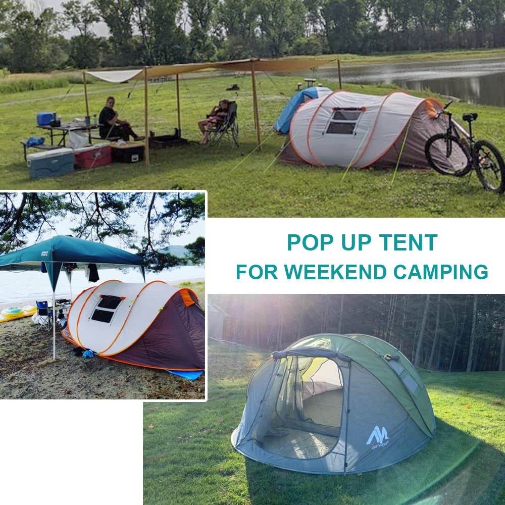 AYAMAYA Pop Up Tent 6 Person Easy Pop Up Tents for Camping with Vestibule, Double Layer Waterproof Instant Setup Popup Tent Big Family Camping Tents Beach Pop-up Tent Space for 2/3/4/5/6 People Man