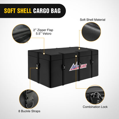 Nilight 60" x 20"x 7.87" Folding Carrier Fits 2-Inch Receiver 500 Lbs Capacity Bag Net Ratchet Straps Lock Stabilizer for SUV Pickup RV Van
