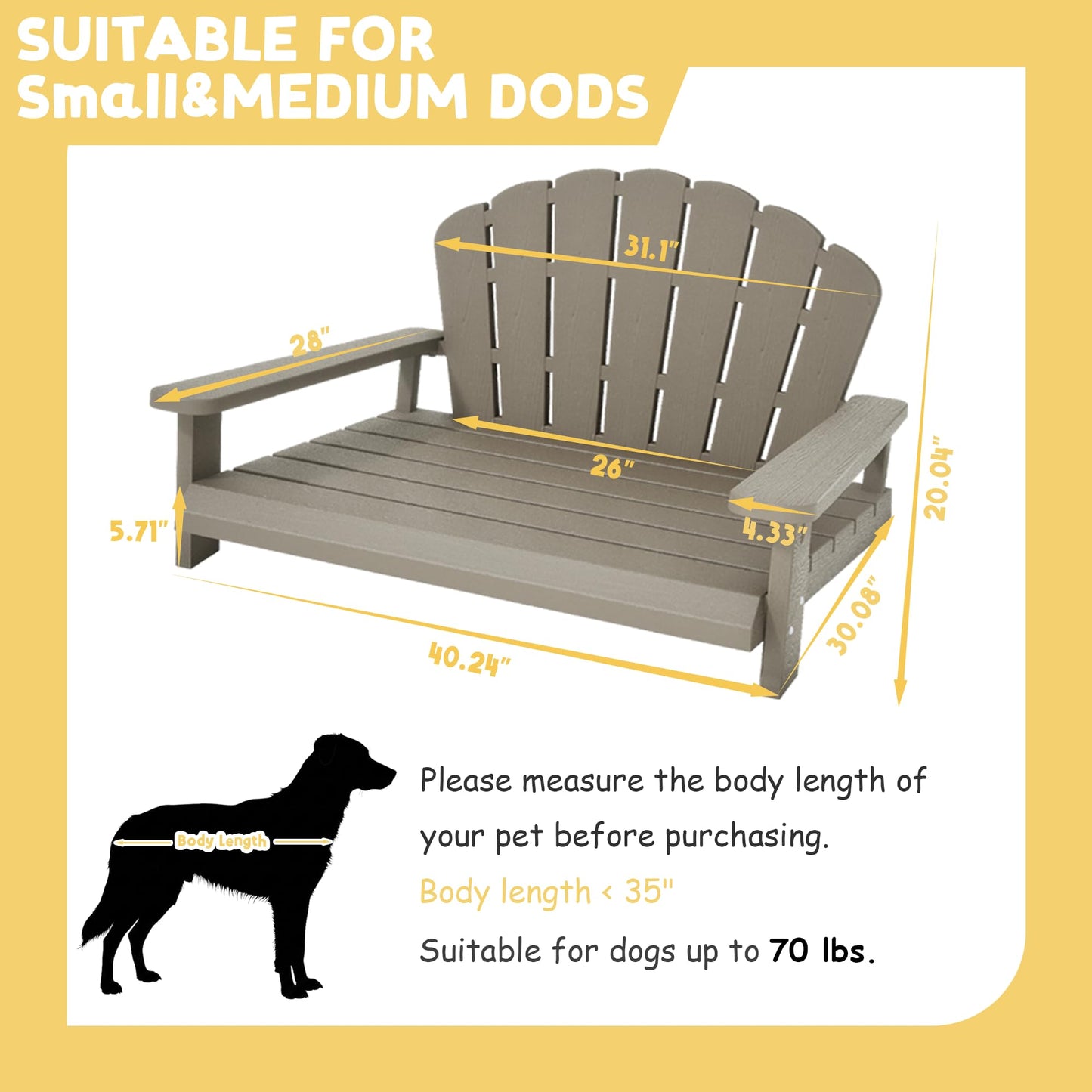 Bifanuo Dog Bed for Medium Size Dog, Chew Proof Dog Bed with Off-The-Ground & Waterproof & Indestructible Dog Couch for Small & Medium Dogs, Easy to Clean and Assemble Outdoor Dog Bed Sofa(Grey)