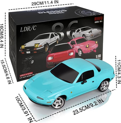 LD1804 1/18 RC Drift Car Mini Mazda MX-5 RC Model with 3pcs Upgraded 1200mah Battery 2.4GHz RWD Drifting Remote Control Car for Adults Hobby Toys(Blue)