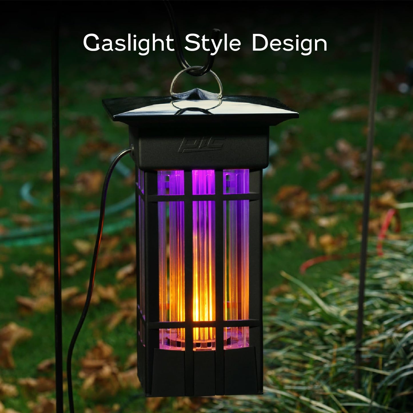 PIC Decorative Flame Effect Bug Zapper Lantern, Flying Insect Trap, 2 Acre Coverage, Outdoor Bug Zapper, Dusk-Til-Dawn Sensor, UV Light, Weatherproof