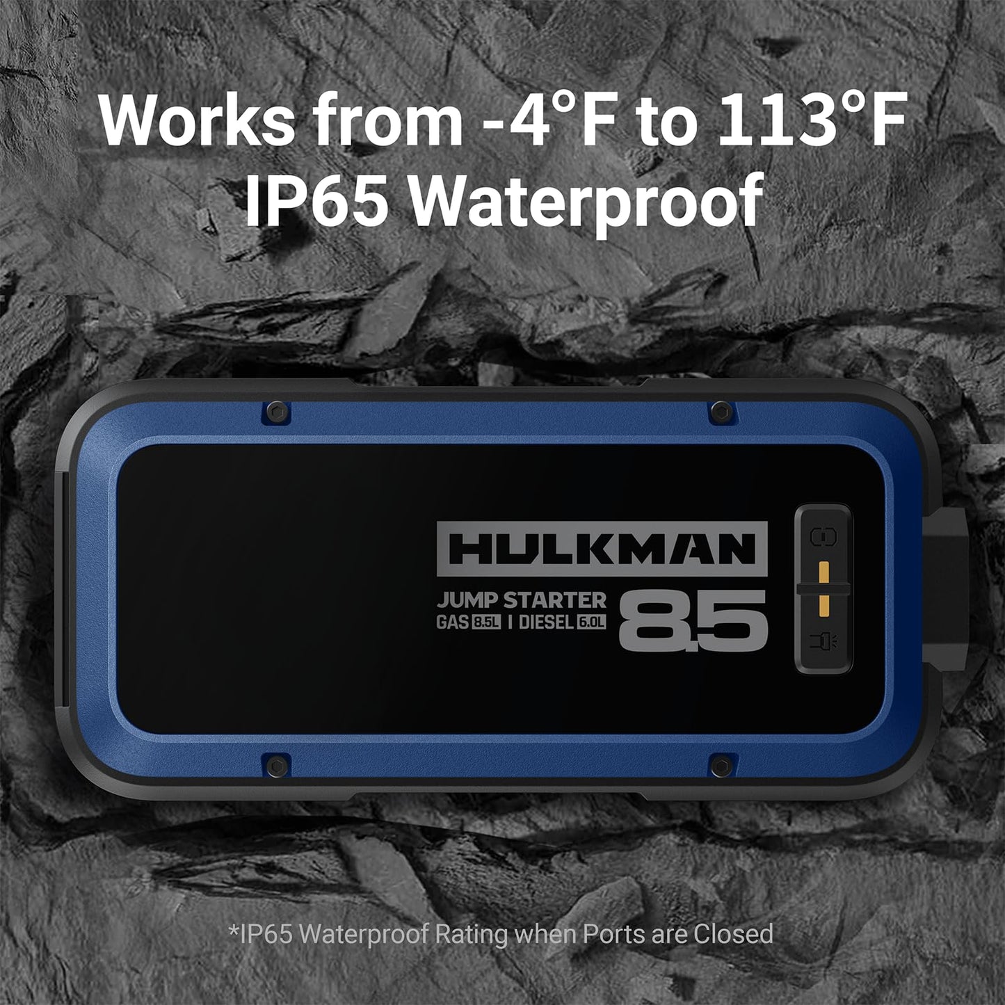 Hulkman Alpha85,Cobalt Blue,2000A 74Wh Smart Jump Starter, 12V Portable Car Battery Booster with 3.3" Display, USB-C Power Pack, 5-Mode Flashlight, Jumper Cables for up to 8.5L Gas/6.0L Diesel