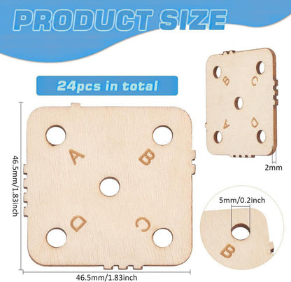 24 pcs 1.8 Inch Square Wooden Weaving Cards with 5 Holes, Tablet Weaving Loom Supplies & Tools for Inkle Loom, Handmade Knitting DIY Craft Projects
