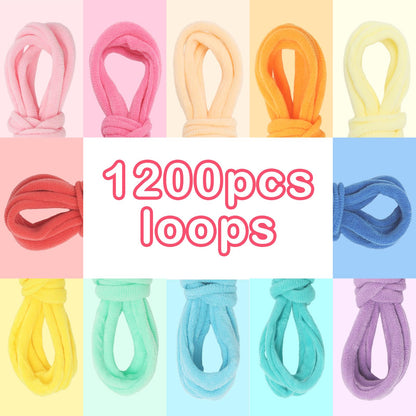 1200 PCS Weaving Loom Loops Potholder 7 inch Durable Nylon DIY Crafts Projects for Kids Adults Rainbow Themed Potholder Weaving Loops Kit Elastic Ideal Gifts for Girls Ages DIY Crafts Supplies