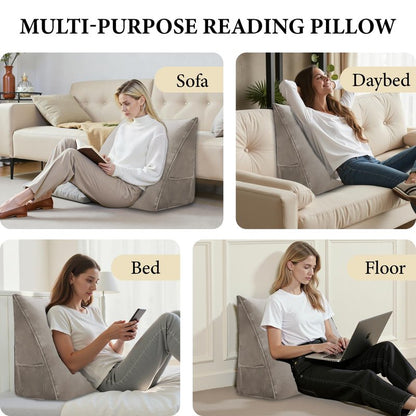 LELEFIDO Wedge Pillow Headboard Reading Pillow Triangular Backrest Support Pillow for Sitting in Bed Positioning Support Pillow for Sofa Daybed Removable Cover