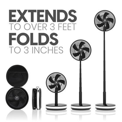 VENTY Portable Fan - Wireless Battery Operated Fan - 4 Speeds - LED Lighting - Carry Case & Remote Control - Cruise Travel - Outdoor Travel RV Power Bank With USB-C Port (Black with Case)