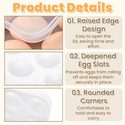 Acshio 3 Pack Deviled Egg Containers with Lid, 90 Slot Easter Plastic Egg Holder for Refrigerator, Clear Storage Egg Carrier Tray Stackable Egg Dispense for Party, Travel, Camping