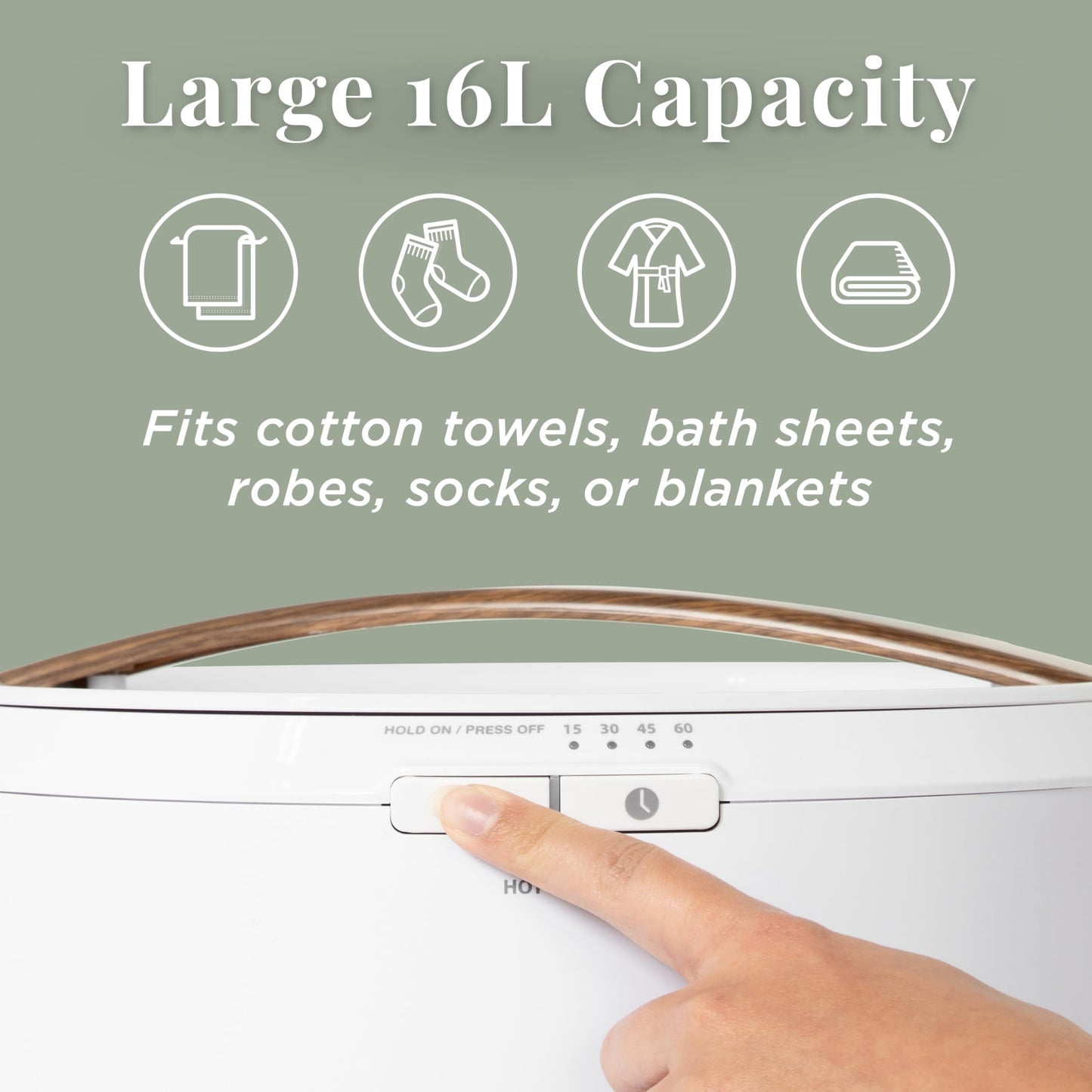 Zadro Large Hot Towel Warmer Bucket Timer Electric Towel Warmer for Bathroom Auto-Shut Off Heated Towel Warmer Spa (Large | 20L | 12" Dia. x 21" Tall, White)