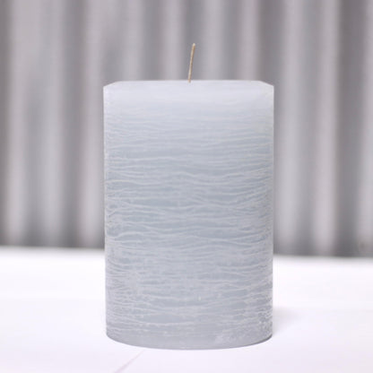Modern Candle Design Large Unscented Rustic Nordic Pillar Candle Handmade in The USA (6" Colonial Blue)