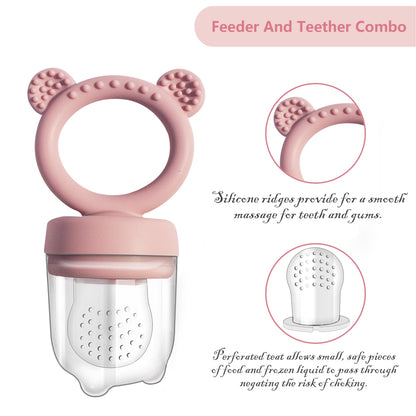 Big Spinach Silicone Freezer Tray Baby Fruit Feeder Food Teething Set Must-Have Pacifiers and Food Storage Containers for Babies 6 Months and Up