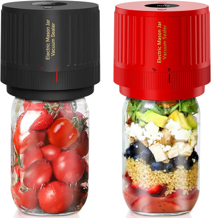 LOVE MOMENT Electric Mason Jar Vacuum Sealer Kit - Black & Red | Preserve Food Freshness